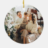 シンプル金ゴールドモダン宗教的クリスマス セラミックオーナメント (裏面)