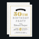 シンプル金ゴールドモダン50th Birthday Party Invitation 招待状<br><div class="desc">この50歳の誕生日の招待はシンプル金ゴールドと黒スタイリッシュタイポグラフィを特徴とする。背景色を変更できる。</div>
