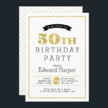 シンプル金ゴールドモダン50th Birthday Party Invitation 招待状<br><div class="desc">この50歳の誕生日の招待はシンプル金ゴールドと黒スタイリッシュタイポグラフィを特徴とする。背景色を変更できる。</div>