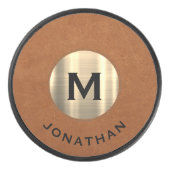 シンプル金ゴールドモノグクラシックラム名 アイスホッケーパック (正面)