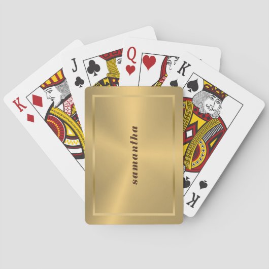 シンプル金ゴールドモノグラムを用いた神の縁どテクスチャ トランプ (裏面)