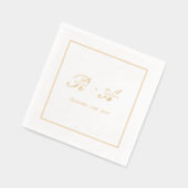 シンプル金ゴールドモノグ結婚ラム 箔ナプキン (左)