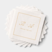 シンプル金ゴールドモノグ結婚ラム 箔ナプキン (インサイチュ (積み重ね))