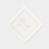 シンプル金ゴールドモノグ結婚ラム 箔ナプキン (右)