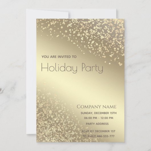 シンプル金ゴールドラックスダズル企業のホリデーパーティー 招待状 (正面)