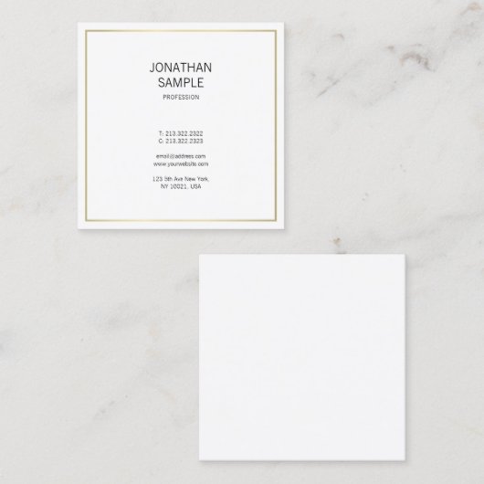 シンプル金ゴールドルックモダンプロフェッショナルプエレガントラン スクエア名刺 (正面/裏面)