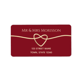 シンプル金ゴールドロープハート結婚差出人住所 ラベル