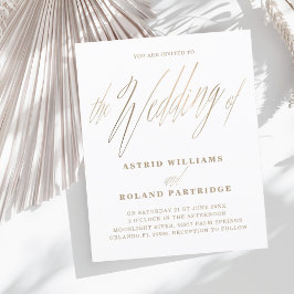 シンプル金ゴールド予算とホワイトスクリプ結婚ト