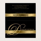 シンプル金ゴールド付きモノクロストライプ背景 名刺 (外部フラット)