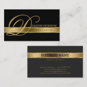 シンプル金ゴールド付き単色ストライプ 名刺 (正面/裏面)