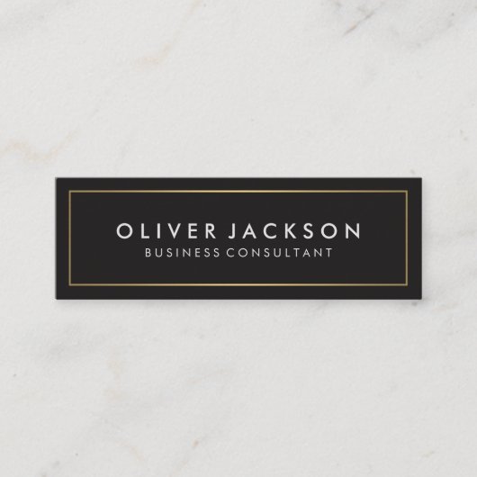 シンプル金ゴールド付き黒縁ど色 スキニー名刺 (正面)