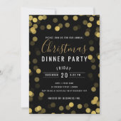 シンプル金ゴールド企業のクリスマスディナーパーティー 招待状 (正面)