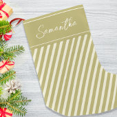 シンプル金ゴールド休日ストライプ書道スクリプト スモールクリスマスストッキング