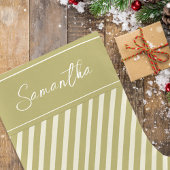 シンプル金ゴールド休日ストライプ書道スクリプト スモールクリスマスストッキング