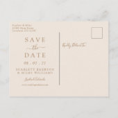 シンプル金ゴールド写真の日付の結婚発表情報を保存 案内ポストカード (裏面)