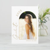 シンプル金ゴールド写真卒業パーティー 招待状 (スタンド正面)