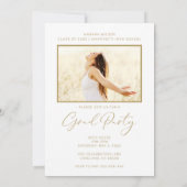 シンプル金ゴールド写真卒業パーティー 招待状 (裏面)