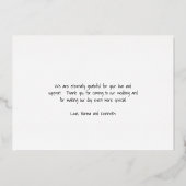 シンプル金ゴールド写結婚真のサンキューカード 箔招待状 (裏面)