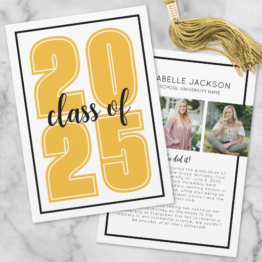 シンプル金ゴールド卒業 案内状