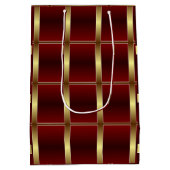 シンプル金ゴールド及びバ市松模様にルガンディ ミディアムペーパーバッグ (裏面)