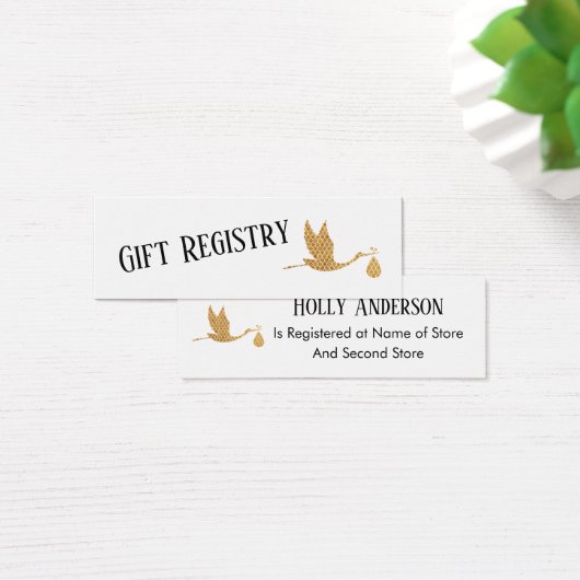 シンプル金ゴールド名門私立校風のストークギフトレジストリ挿入カード (デスク)
