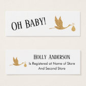 シンプル金ゴールド名門私立校風のストーク挿入ギフト登録カード (正面&裏面)