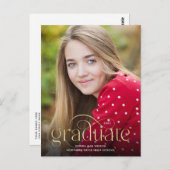 シンプル金ゴールド型ミニマル写真卒業 ポストカード (正面/裏面)