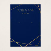 シンプル金ゴールド幾何学的ブルーイヤリング表示カード (正面)