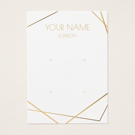 シンプル金ゴールド幾何学的ホワイトイヤリングディスプレイカード (正面)