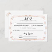 シンプル金ゴールド幾何学結婚式RSVPポストカード エンクロージャーカード (正面/裏面)