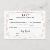 シンプル金ゴールド幾何学結婚式RSVPポストカード エンクロージャーカード (正面)