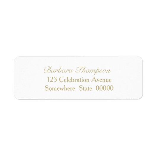 シンプル金ゴールド文字ホワ結婚イト差出人住所 ラベル (正面)