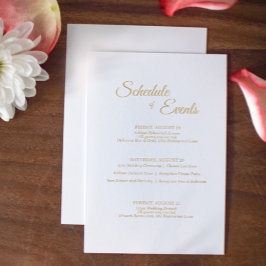 シンプル金ゴールド書の結婚スケジュール エンクロージャーカード
