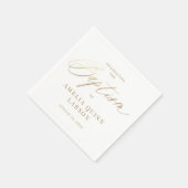 シンプル金ゴールド書エレガント書のスクリプトバプテスマ スタンダードカクテルナプキン (角)