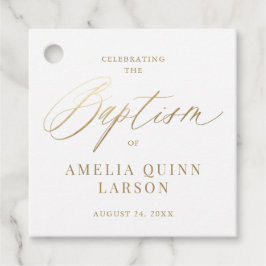 シンプル金ゴールド書エレガント書のスクリプトバプテスマ フェイバータグ