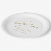 シンプル金ゴールド書エレガント書のスクリプトバプテスマ ペーパープレート (アングル)