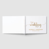 シンプル金ゴールド書カスタム道脊柱結婚の ゲストブック (全面)