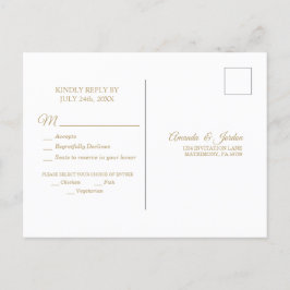 シンプル金ゴールド書簡回答葉書 インビテーションポストカード