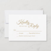 シンプル金ゴールド書簡応答カード 出欠カード (正面)