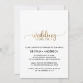 シンプル金ゴールド書結婚のブランチ 招待状 (正面)