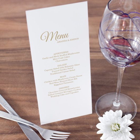 シンプル金ゴールド書結婚のメニュー メニュー