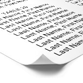 シンプル金ゴールド書結婚の座席表 ポスター (角)