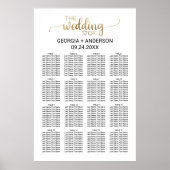 シンプル金ゴールド書結婚の座席表 ポスター (正面)
