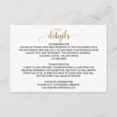 シンプル金ゴールド書結婚の詳細カード エンクロージャーカード (正面)