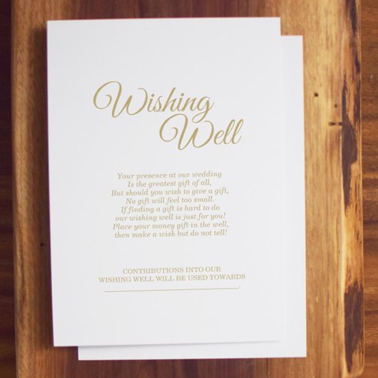 シンプル金ゴールド書結婚の願い井戸 エンクロージャーカード