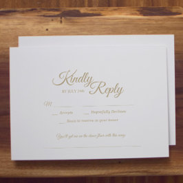 シンプル金ゴールド書道の曲要求 出欠カード