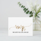 シンプル金ゴールド書道の歌のリクエストRSVPはがき インビテーションポストカード (スタンド正面)