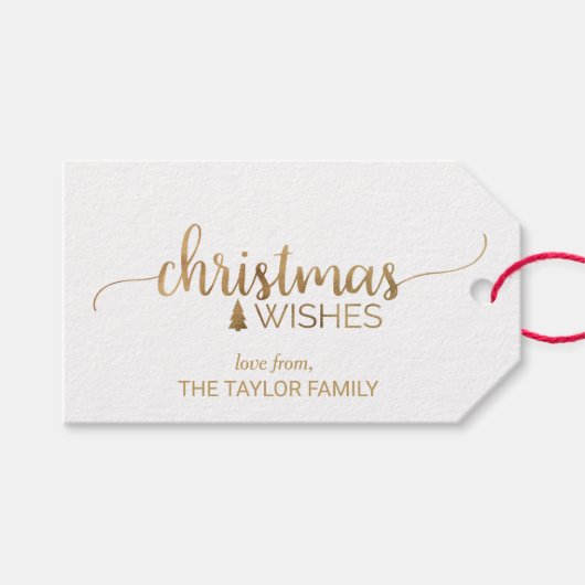 シンプル金ゴールド書道クリスマス ギフトタグ (正面(横))