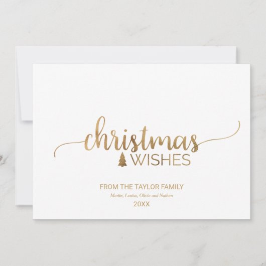 シンプル金ゴールド書道クリスマス シーズンカード (正面)