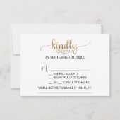 シンプル金ゴールド書道ソングリクエストRSVPカード 出欠カード (裏面)